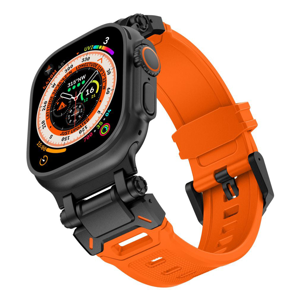 Curea Techsuit W064 pentru Apple Watch 49mm / 46mm / 45mm / 44mm / 42mm Series, Neagra Portocalie