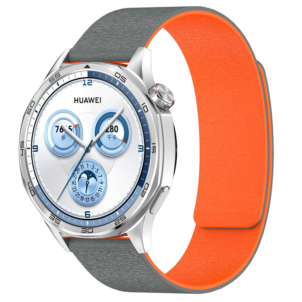 Curea Techsuit W074 pentru Huawei Watch / Garmin Watch Series, 18mm, Gri Portocalie