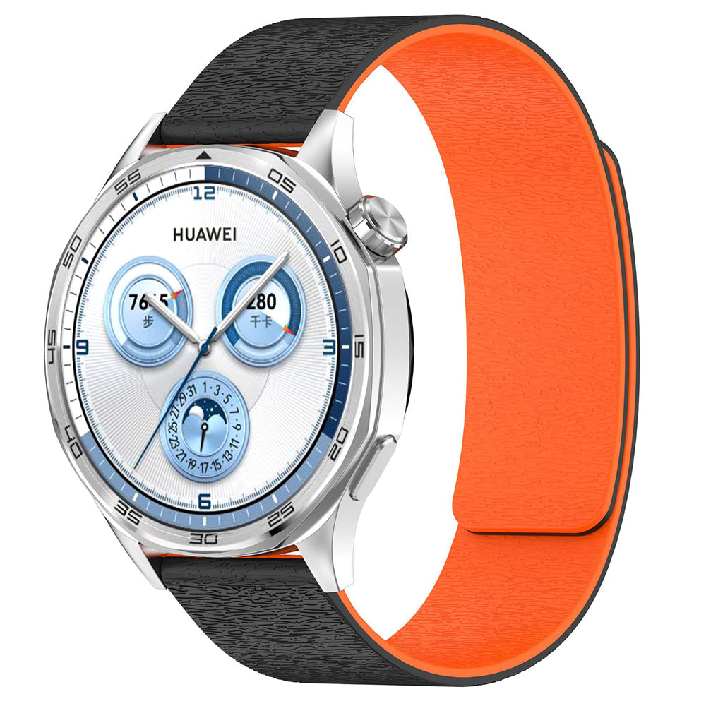 Curea Techsuit W074 pentru Huawei Watch / Garmin Watch Series, 18mm, Neagra Portocalie