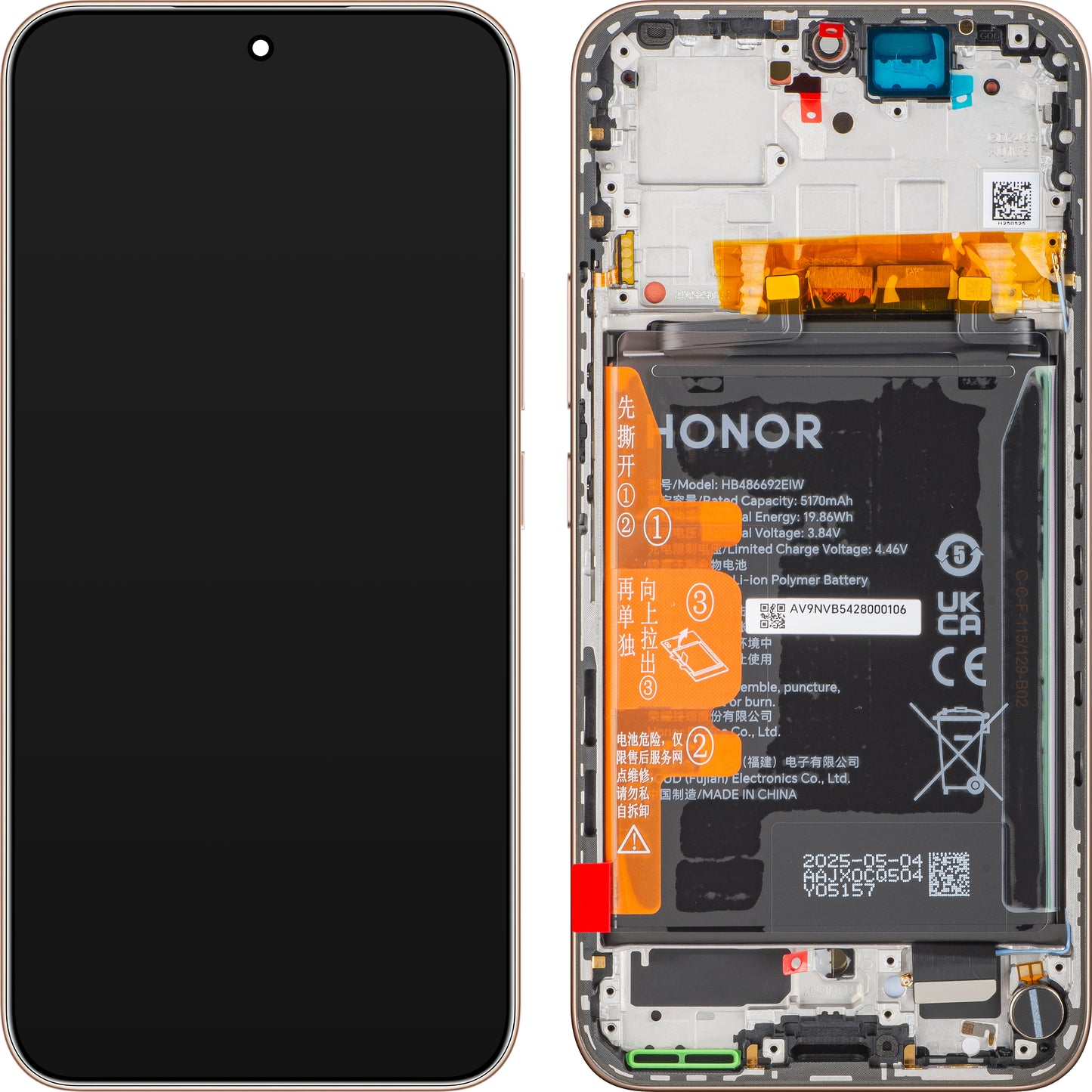 Display cu Touchscreen Honor 400, cu Rama si Acumulator, Auriu (Desert Gold), Service Pack 0235APNQ