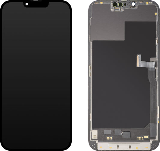 Display cu Touchscreen MP compatibil cu Apple iPhone 13 Pro Max, cu Rama, Versiune Soft OLED 120Hz FHD Diagnostic, Negru