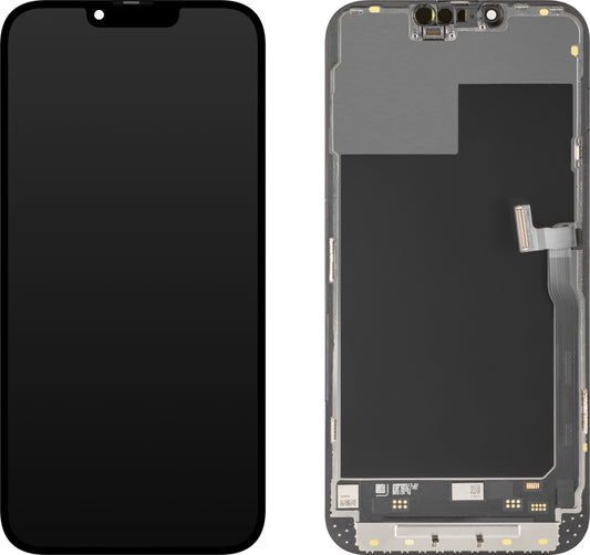 Display cu Touchscreen MP compatibil cu Apple iPhone 13 Pro Max, cu Rama, Versiune Soft OLED IC Movable 120Hz FHD, Negru