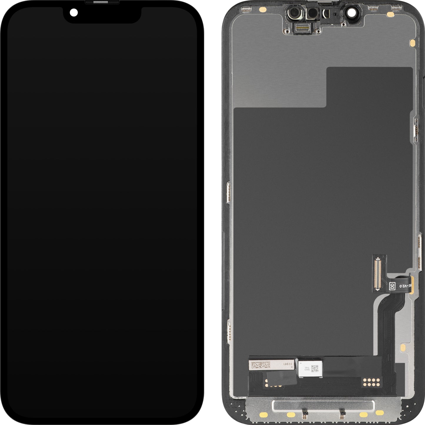 Display cu Touchscreen MP compatibil cu Apple iPhone 13, cu Rama, Versiune Soft OLED FHD Diagnostic, Negru