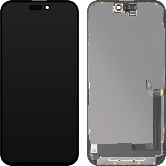 Display cu Touchscreen MP compatibil cu Apple iPhone 16 Plus, cu Rama, Versiune OLED FHD Diagnostic, Negru