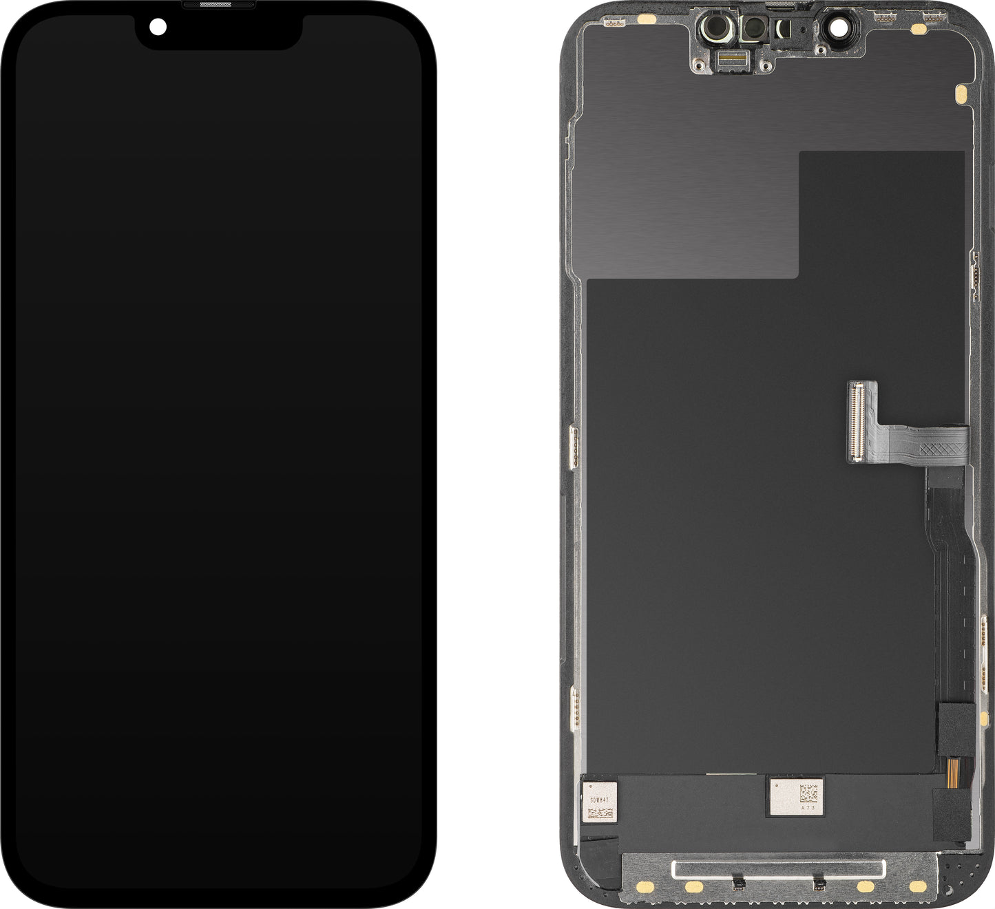 Display cu Touchscreen MP compatibil cu Apple iPhone 13 Pro, cu Rama, Versiune OLED FHD Diagnostic, Negru