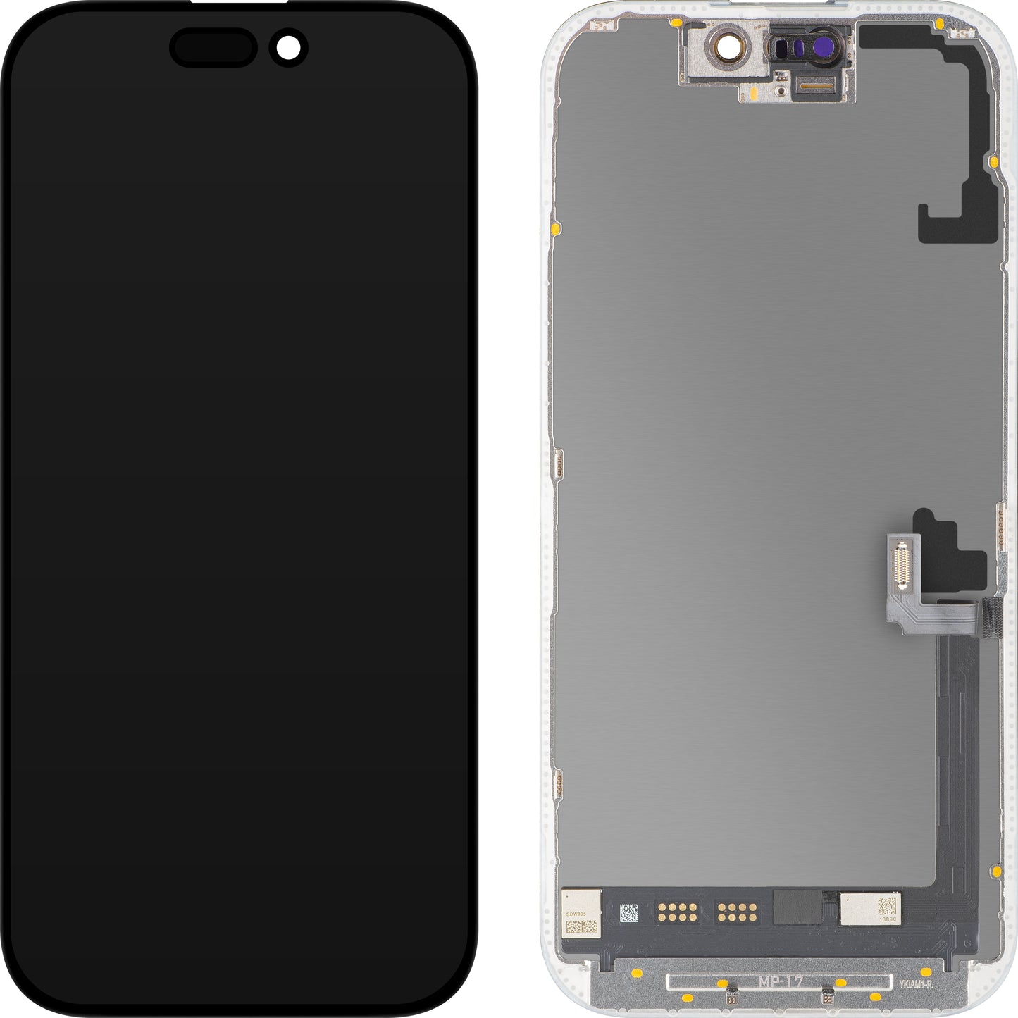 Display cu Touchscreen MP compatibil cu Apple iPhone 17, cu Rama, Versiune Soft OLED FHD 120Hz Diagnostic, Negru