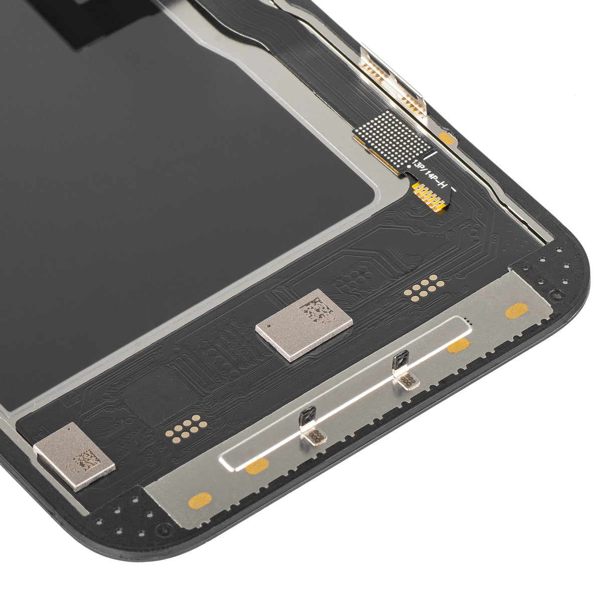 Display cu Touchscreen MP compatibil cu Apple iPhone 13 Pro, cu Rama, Versiune Soft OLED FHD 120Hz IC Movable, Negru