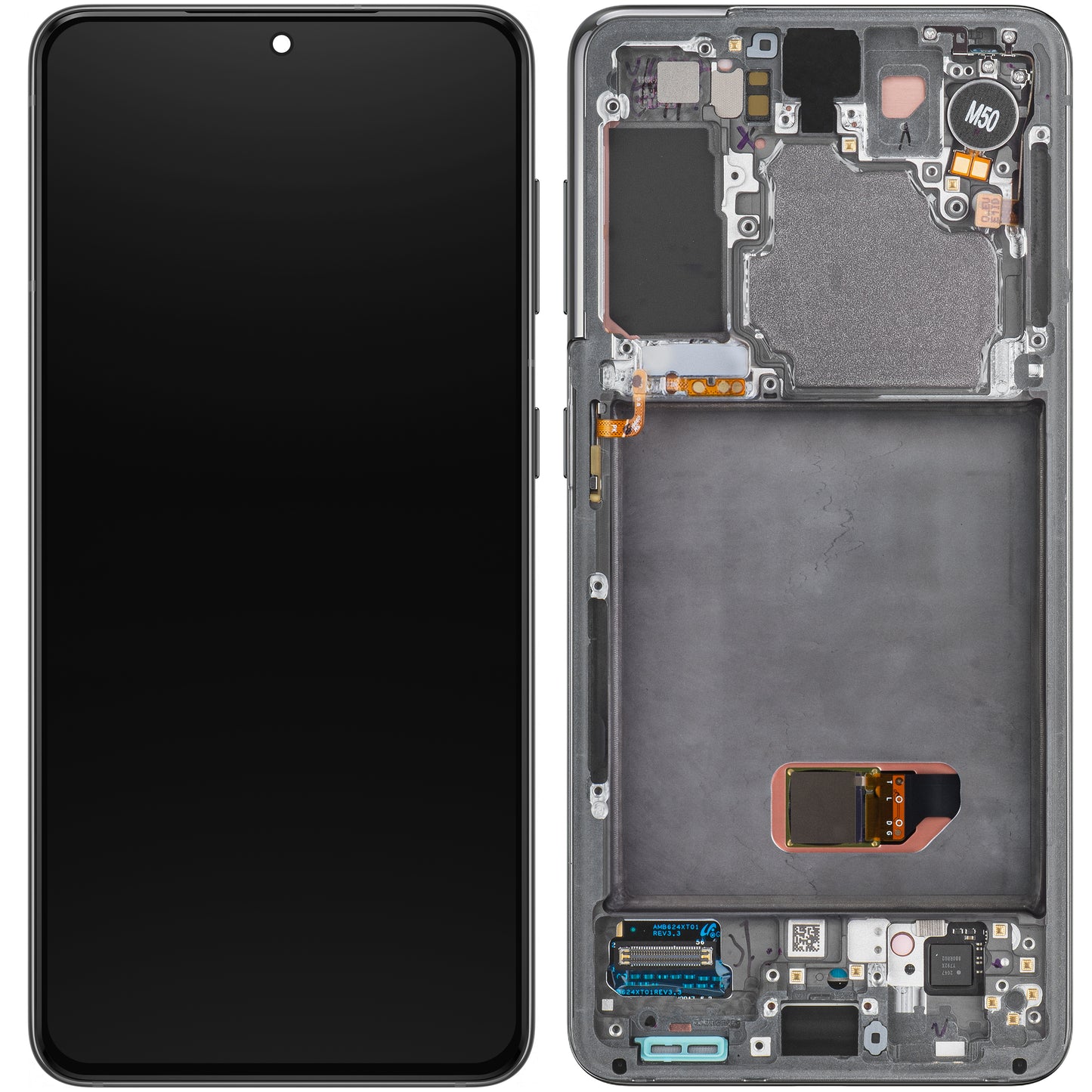 Display cu Touchscreen Samsung Galaxy S21 5G G991, cu Rama, Gri, Service Pack GH82-27256A