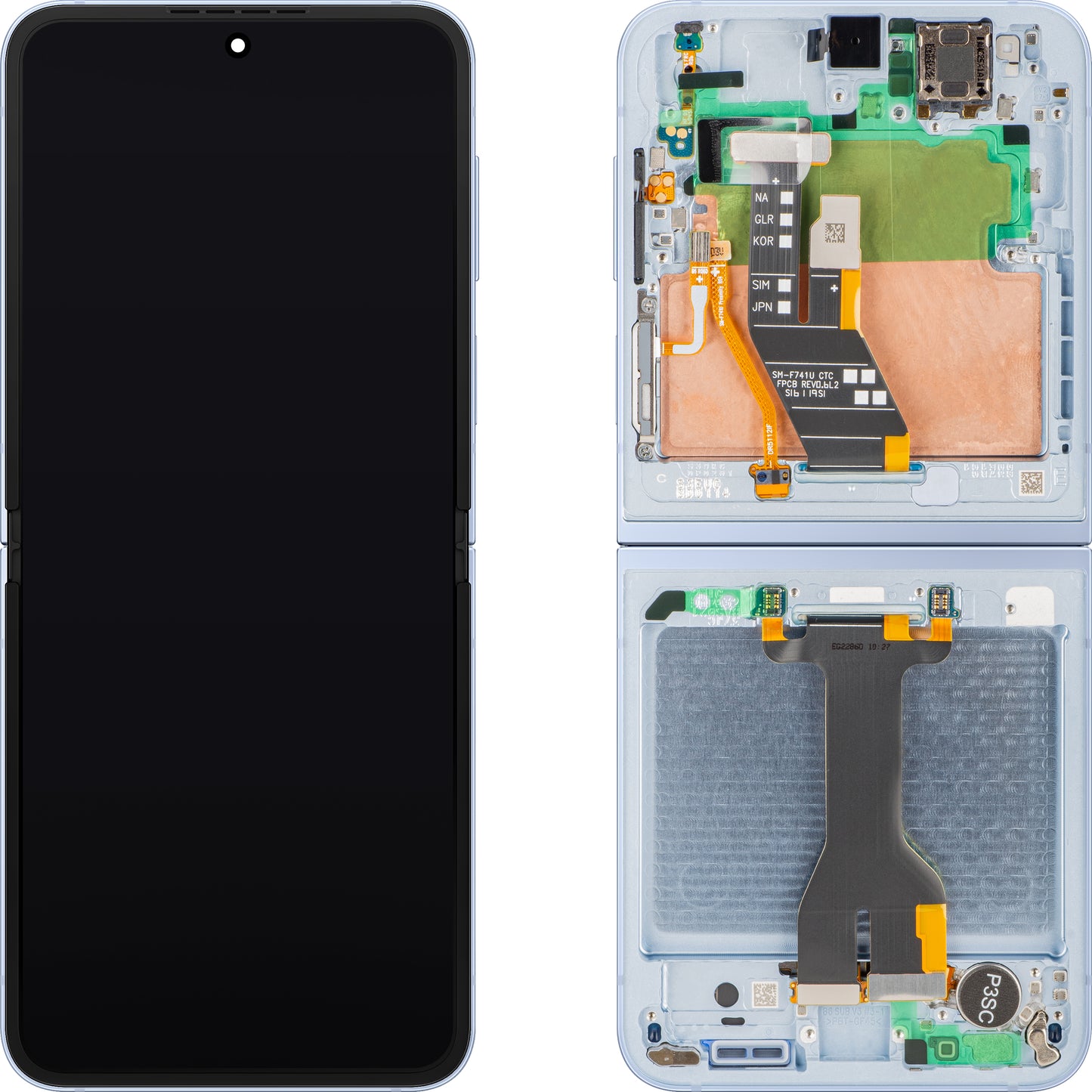 Display cu Touchscreen Samsung Galaxy Z Flip6 F741, cu Rama, Sub Inner, Albastru, Service Pack GH82-35014C
