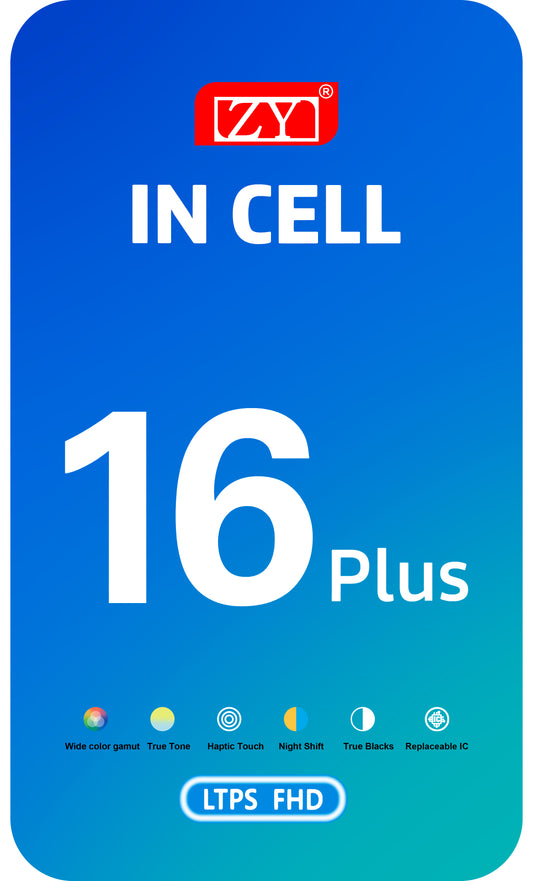 Display cu Touchscreen ZY pentru Apple iPhone 16 Plus, cu Rama, Versiune LCD In-Cell, Negru