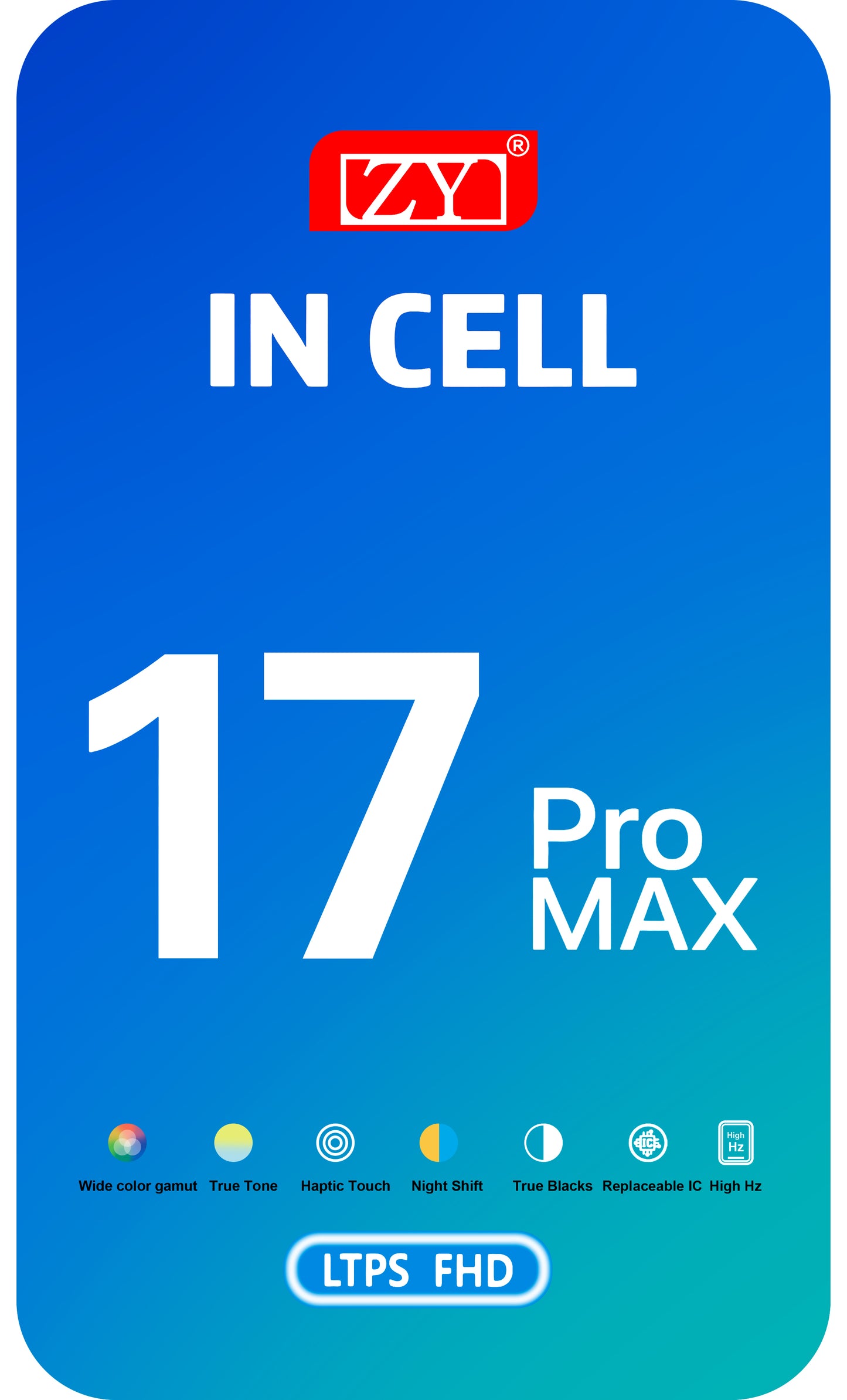 Display cu Touchscreen ZY pentru Apple iPhone 17 Pro Max, cu Rama, Versiune LCD In-Cell IC Movable, Negru