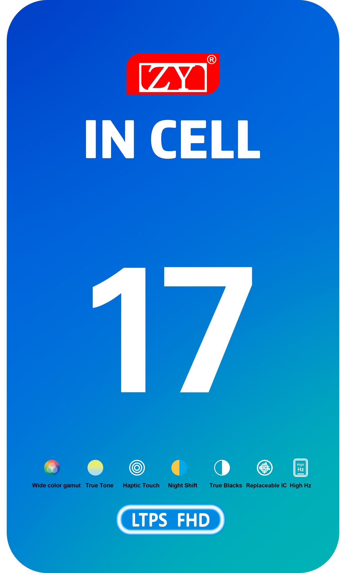 Display cu Touchscreen ZY pentru Apple iPhone 17, cu Rama, Versiune LCD In-Cell IC Movable, Negru