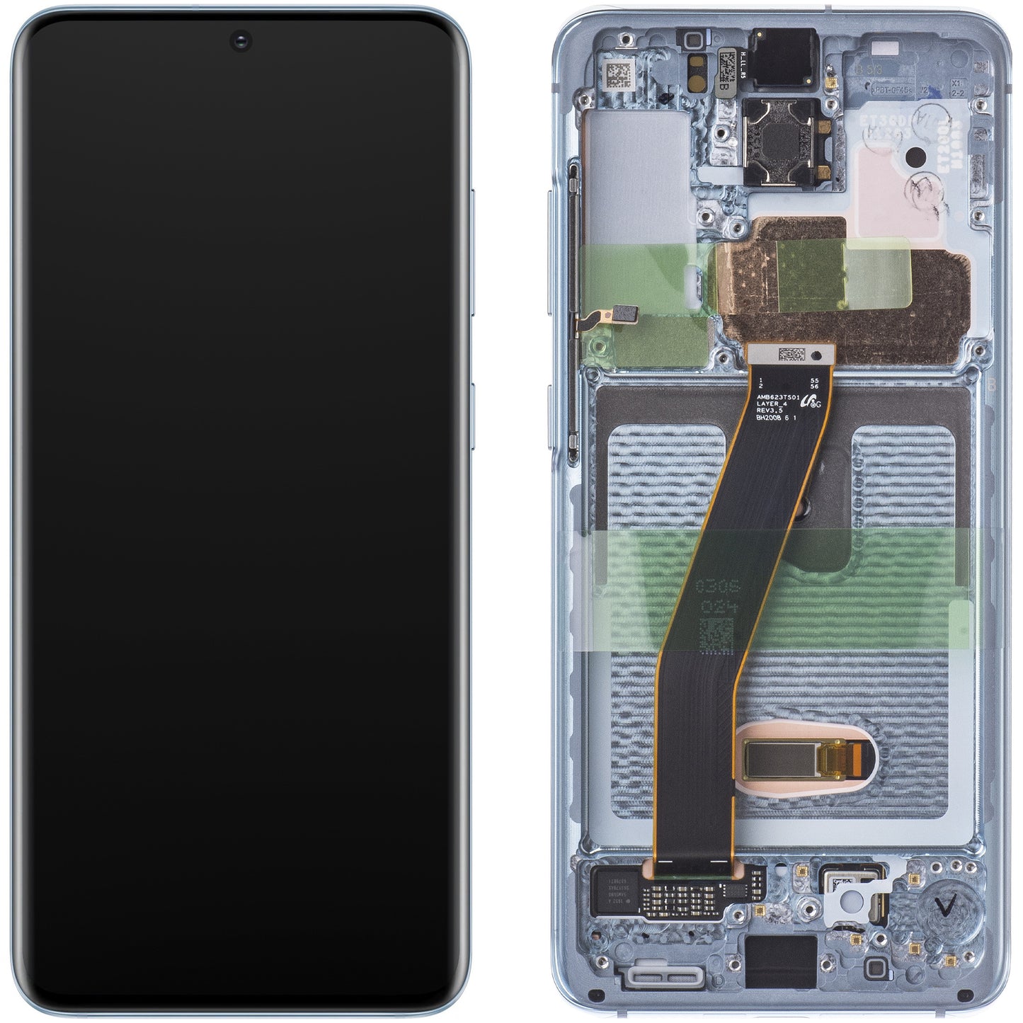 Display cu Touchscreen Samsung Galaxy S20 5G G981 / S20 G980, cu Rama, Bleu, Service Pack GH82-22131D