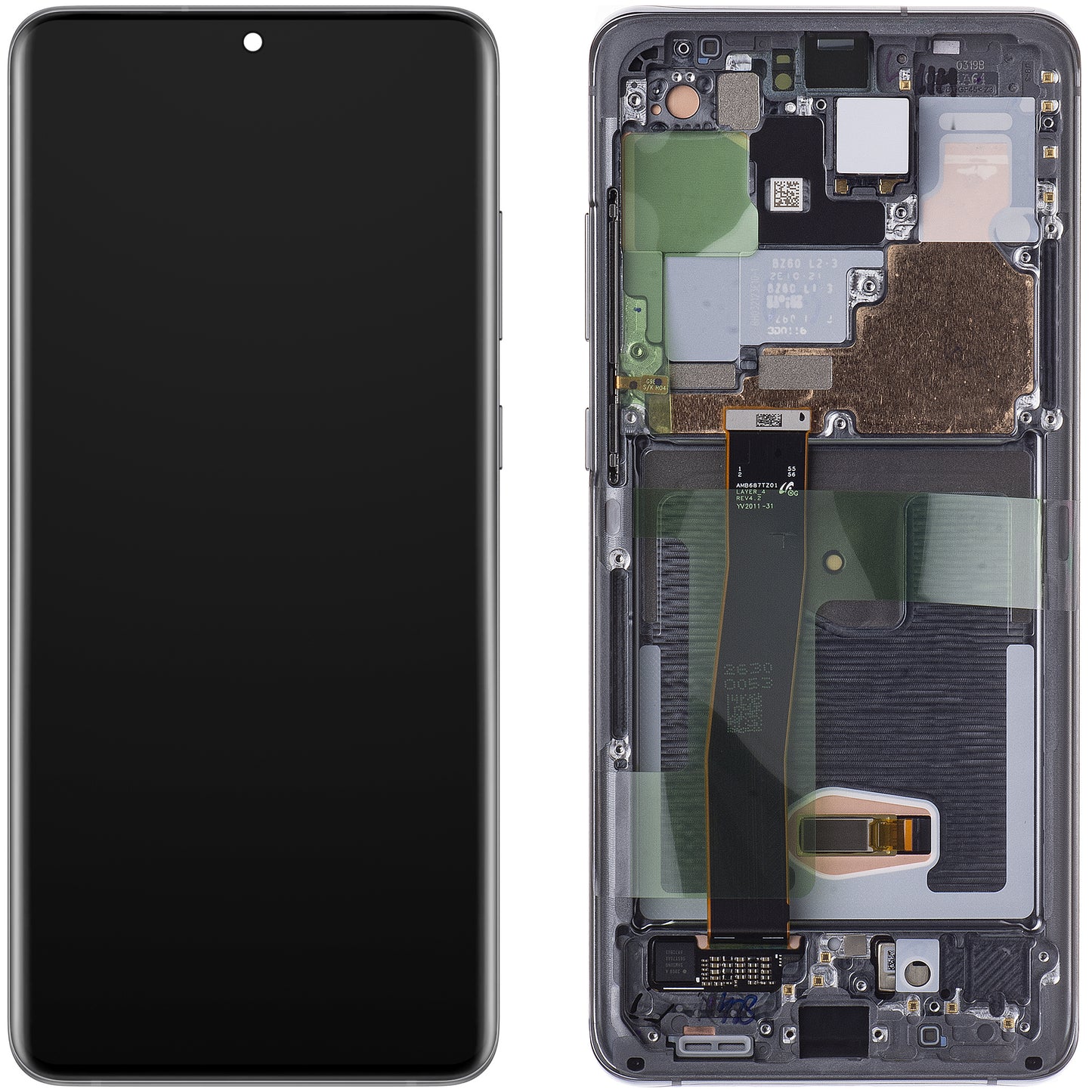 Display cu Touchscreen Samsung Galaxy S20 Ultra 5G G988 / S20 Ultra G988, cu Rama, Gri, Service Pack GH82-26032B