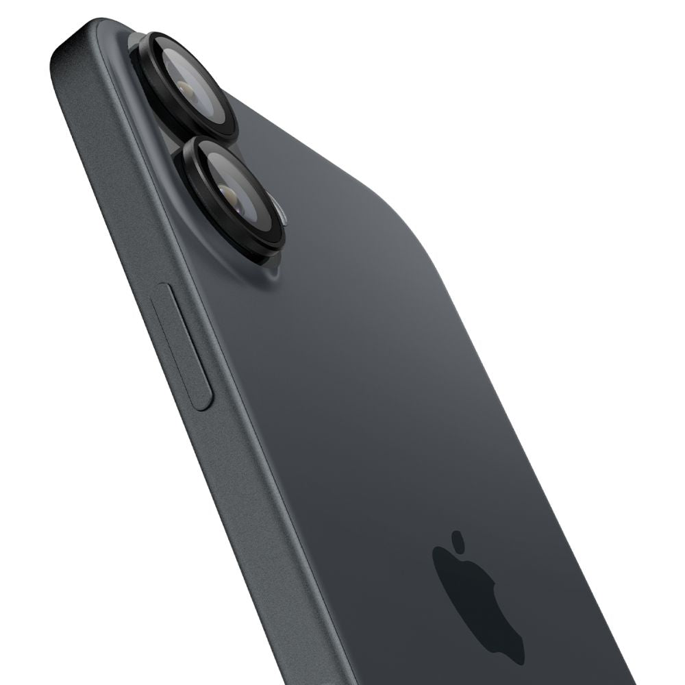 Folie de protectie Camera Spate Spigen GlastR EZ FIT Optik Pro pentru Apple iPhone 17 / 16 Plus / 16, Sticla Securizata, Set 2 bucati, Neagra AGL07921