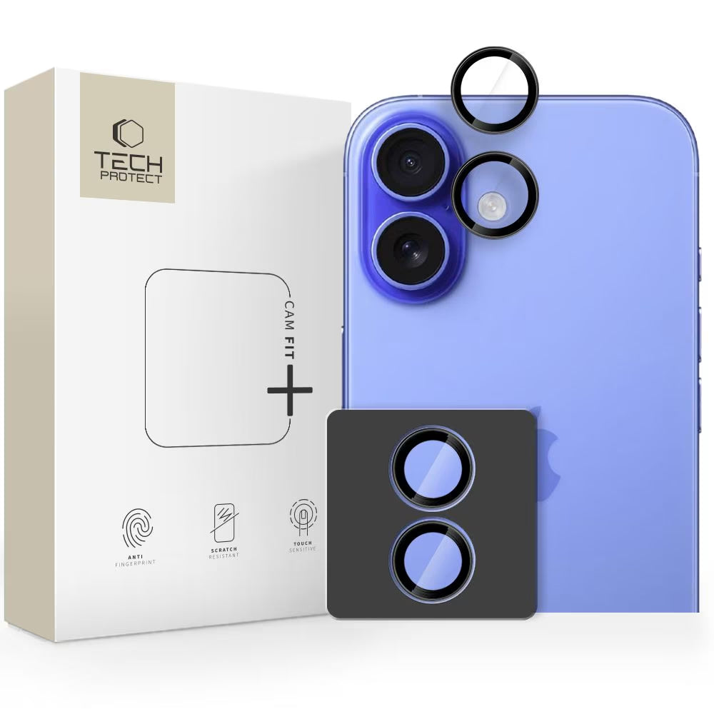 Folie de protectie Camera Spate Tech-Protect CamRing Fit+ pentru Apple iPhone 17, Sticla Securizata, Neagra