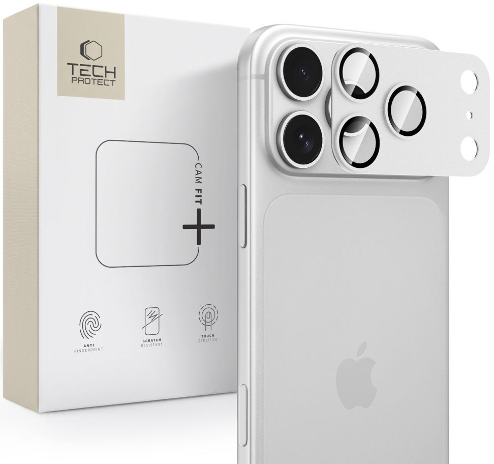 Folie de protectie Camera Spate Tech-Protect CamFull Fit+ pentru Apple iPhone 18 Pro Max, Sticla Securizata, Argintie