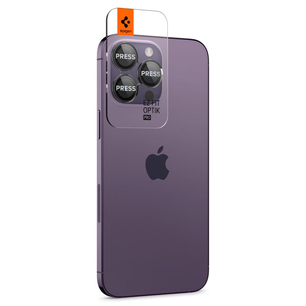 Folie de protectie Camera Spate Spigen GlastR EZ FIT Optik Pro pentru Apple iPhone 17 Pro Max, Sticla Securizata, Set 2 bucati, Neagra AGL05205