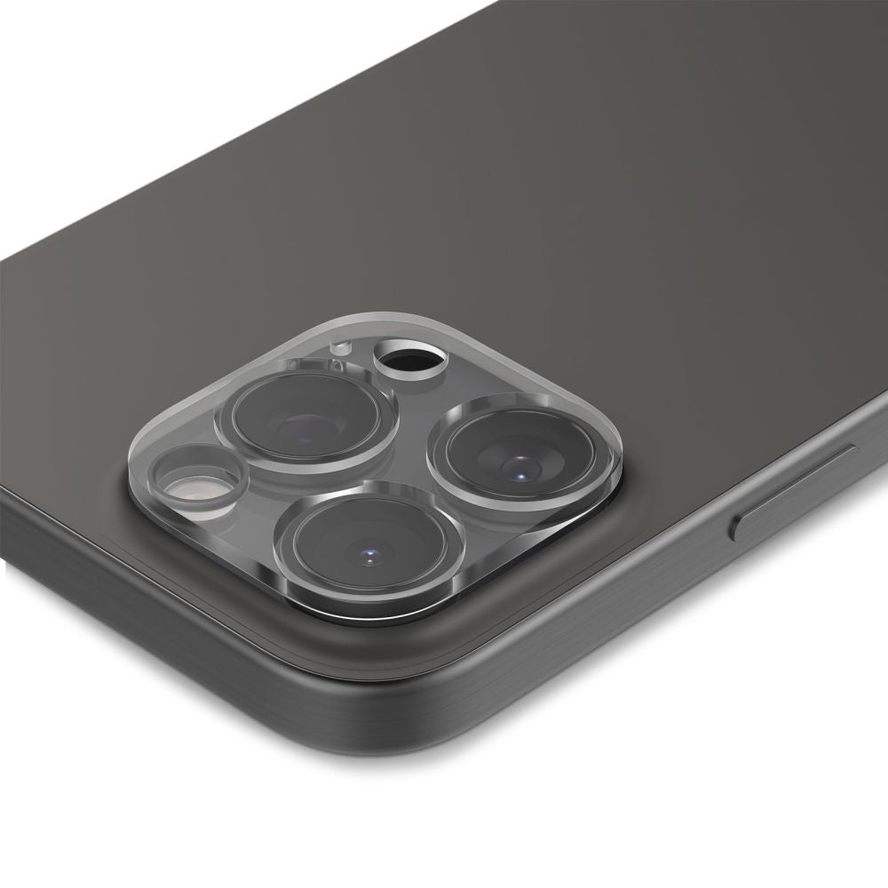 Folie de protectie Camera Spate Spigen GlastR Optik pentru Apple iPhone 16 Pro Max, Sticla Securizata, Set 2 bucati, Transparenta AGL05761
