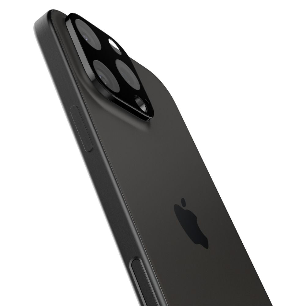 Folie de protectie Camera Spate Spigen GlastR Optik pentru Apple iPhone 16 Pro Max, Sticla Securizata, Set 2 bucati, Neagra AGL05273