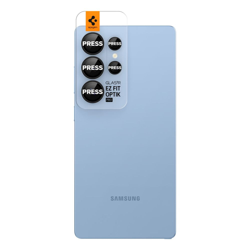 Folie de protectie Camera Spate Spigen GlastR EZ FIT Optik Pro HD pentru Samsung Galaxy S25 Ultra S938, Sticla Securizata, Set 2 bucati, Neagra