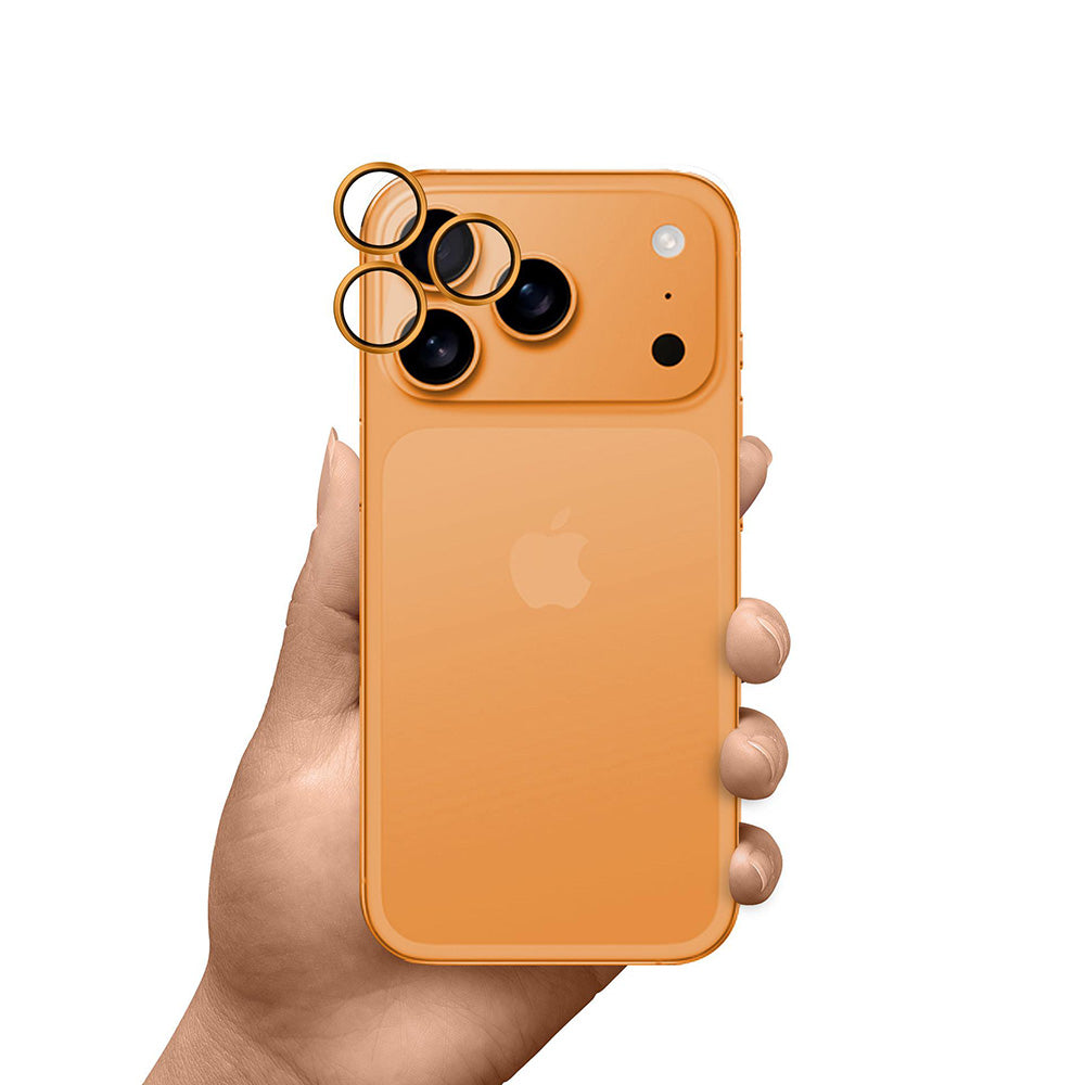 Folie de protectie Camera Spate 3MK Hardy Protection Pro pentru Apple iPhone 17 Pro Max / 17 Pro, Sticla Securizata, Portocalie
