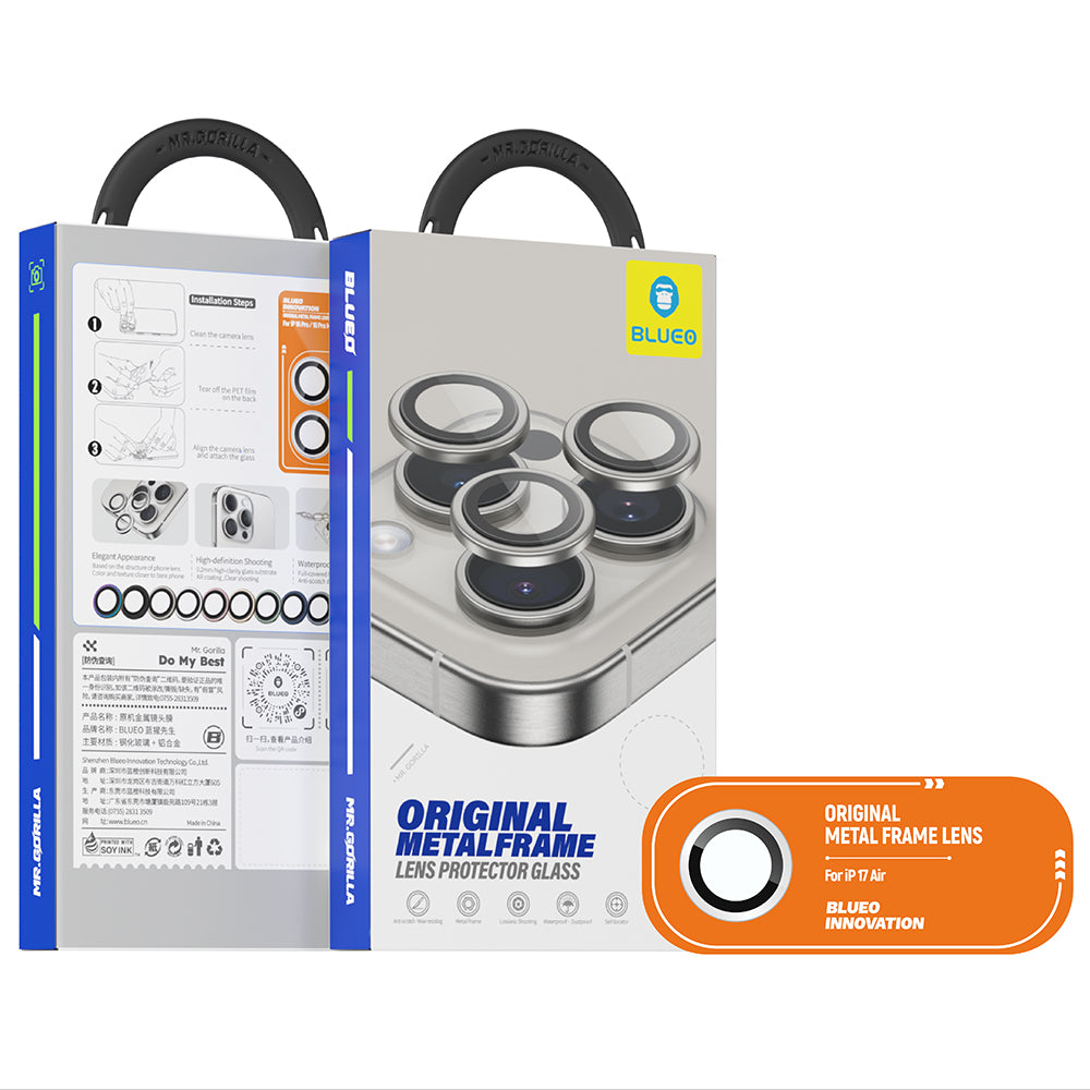 Folie de protectie Camera Spate Blueo Metal Frame pentru Apple iPhone 17 Air, Sticla Securizata, Aurie