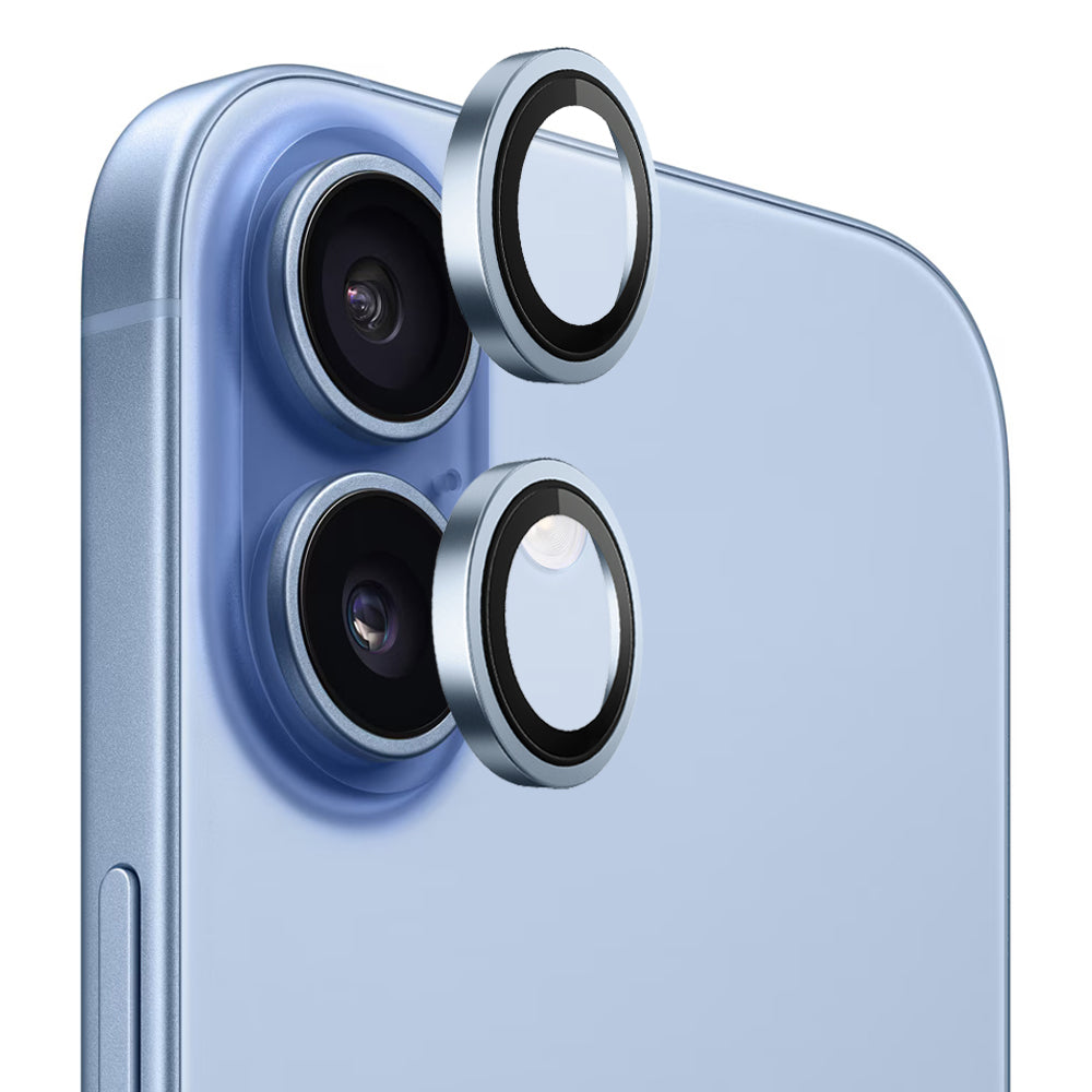 Folie de protectie Camera Spate Blueo Metal Frame pentru Apple iPhone 17, Sticla Securizata, Bleu
