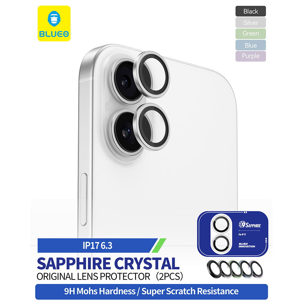 Folie de protectie Camera Spate Blueo Sapphire Crystal pentru Apple iPhone 17, Sticla Securizata, Neagra