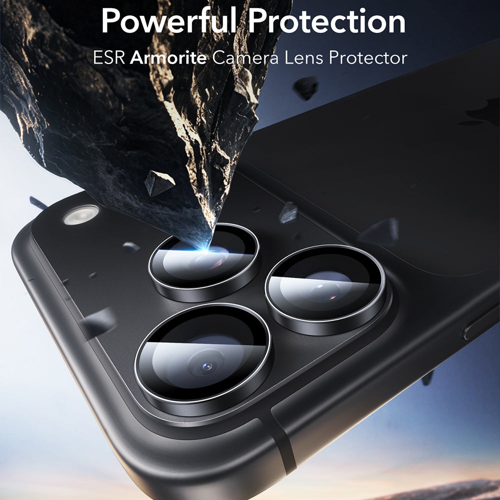 Folie de protectie Camera Spate ESR Armorite pentru Apple iPhone 18 Pro / 18 Pro max, Sticla Securizata, Set 2 bucati, Neagra