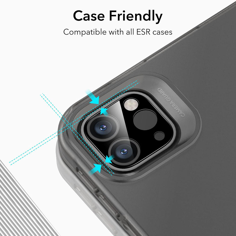 Folie de protectie Camera Spate ESR pentru Apple iPad Pro 13 (2024) / Pro 11 (2022) / Pro 12.9 (2022), Sticla Securizata, Set 2 bucati, Neagra