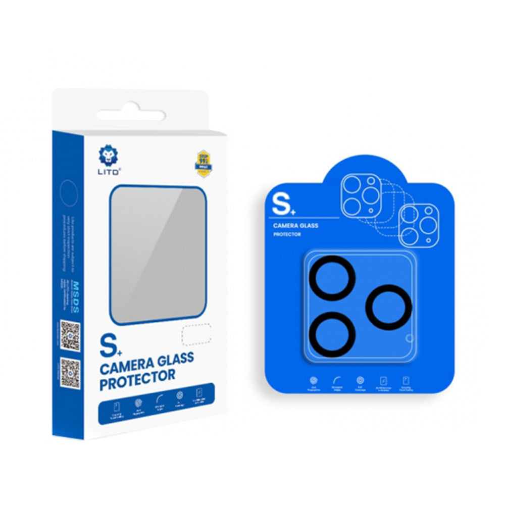 Folie de protectie Camera Spate Lito S+ pentru Apple iPhone 14 Pro Max / 14 Pro, Sticla Securizata, Neagra