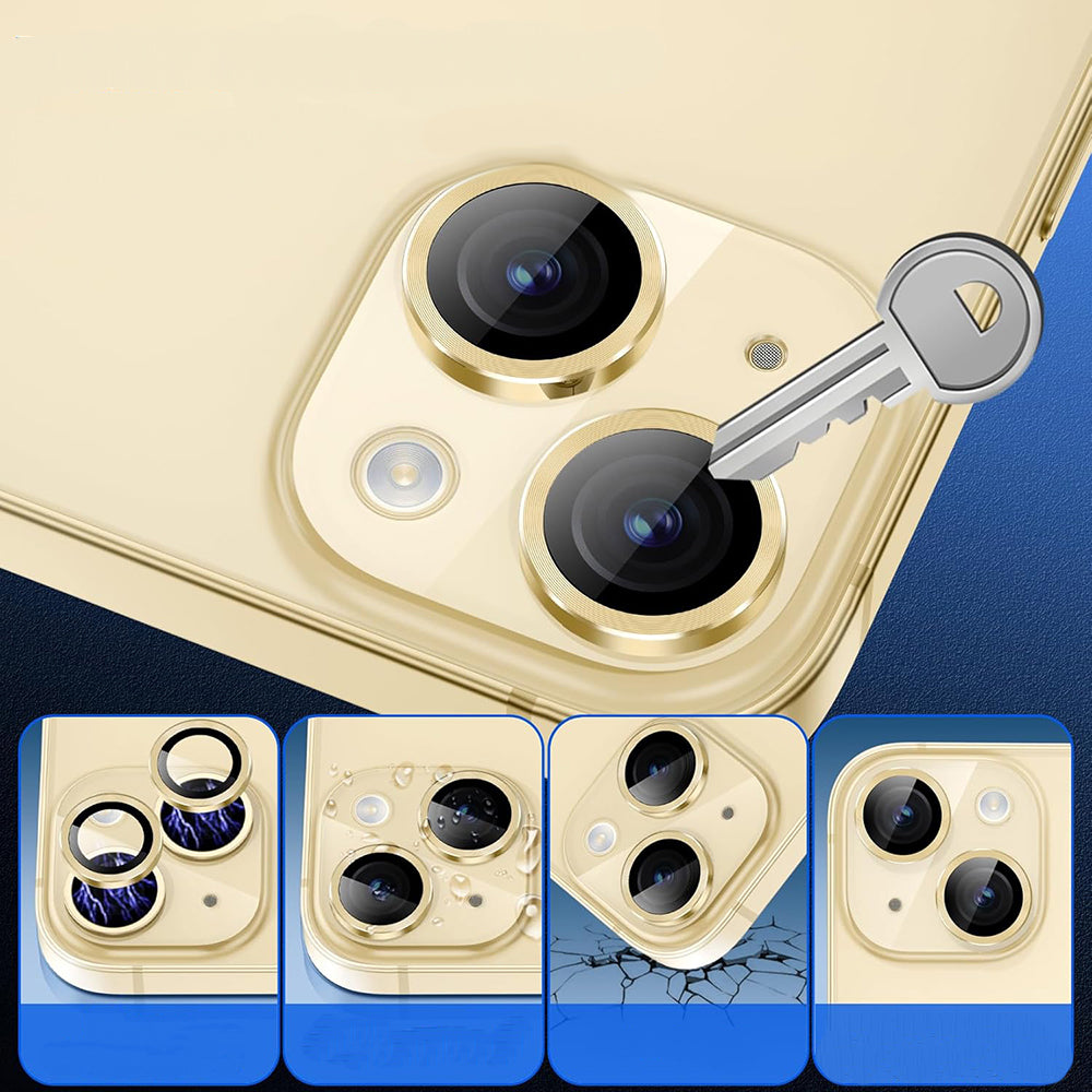 Folie de protectie Camera Spate Lito S+ pentru Apple iPhone 14, Sticla Securizata, Galbena