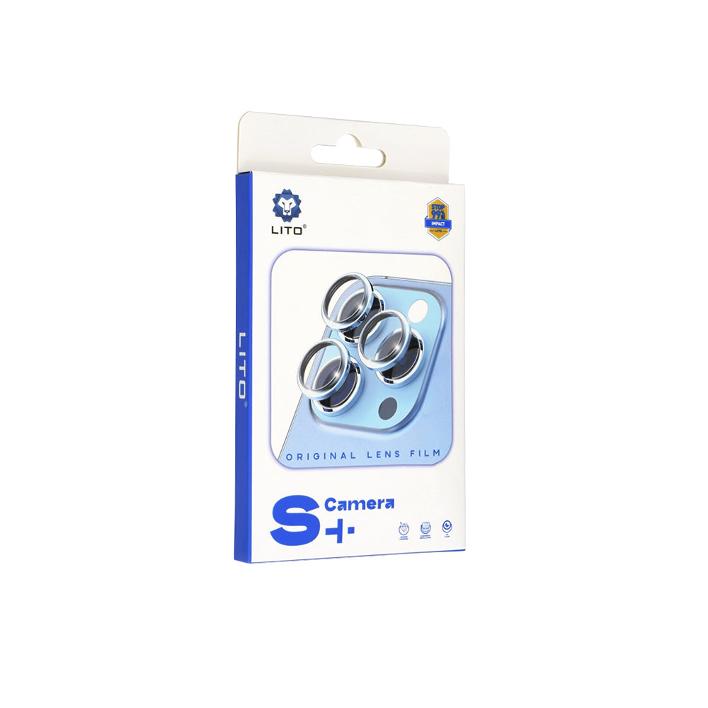 Folie de protectie Camera Spate Lito S+ pentru Apple iPhone 16 Plus / 16, Sticla Securizata, Neagra