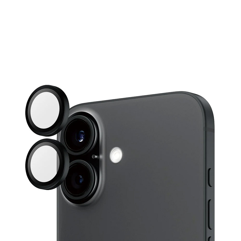Folie de protectie Camera Spate PanzerGlass Hoops pentru Apple iPhone 16 Plus / 16, Sticla Securizata, Neagra