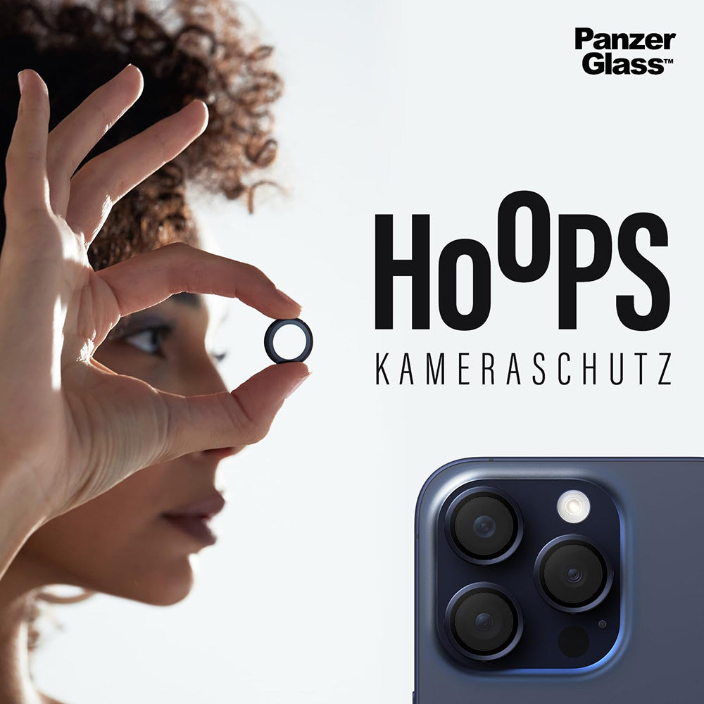 Folie de protectie Camera Spate PanzerGlass Hoops pentru Apple iPhone 17 / 16 Plus / 16, Sticla Securizata, Neagra