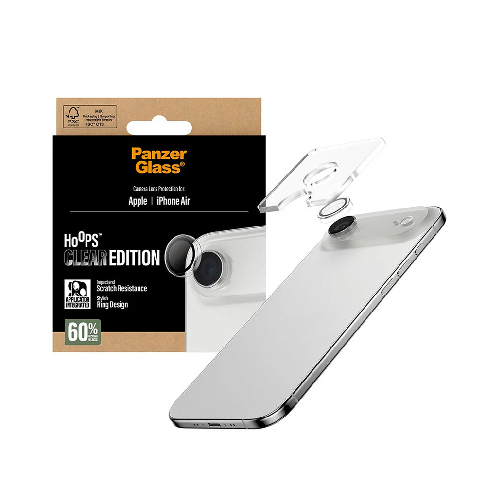 Folie de protectie Camera Spate PanzerGlass Hoops pentru Apple iPhone 17 Air, Sticla Securizata, Transparenta
