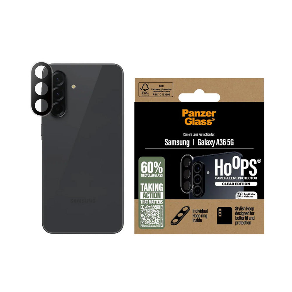 Folie de protectie Camera Spate PanzerGlass Hoops pentru Samsung Galaxy A36 A366, Sticla Securizata, Transparenta