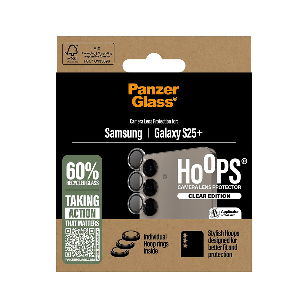 Folie de protectie Camera Spate PanzerGlass Hoops pentru Samsung Galaxy S25+ S936, Sticla Securizata, Transparenta