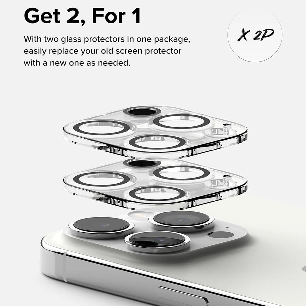 Folie de protectie Camera Spate Ringke pentru Apple iPhone 15 Pro Max, Sticla Securizata, Set 2 bucati, Transparenta