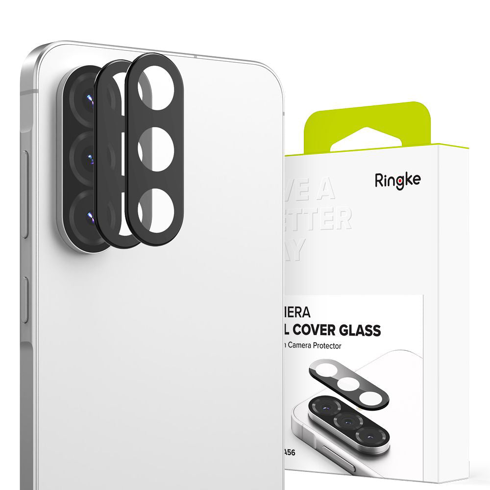 Folie de protectie Camera Spate Ringke pentru Samsung Galaxy A56 A566, Sticla Securizata, Set 2 bucati, Neagra