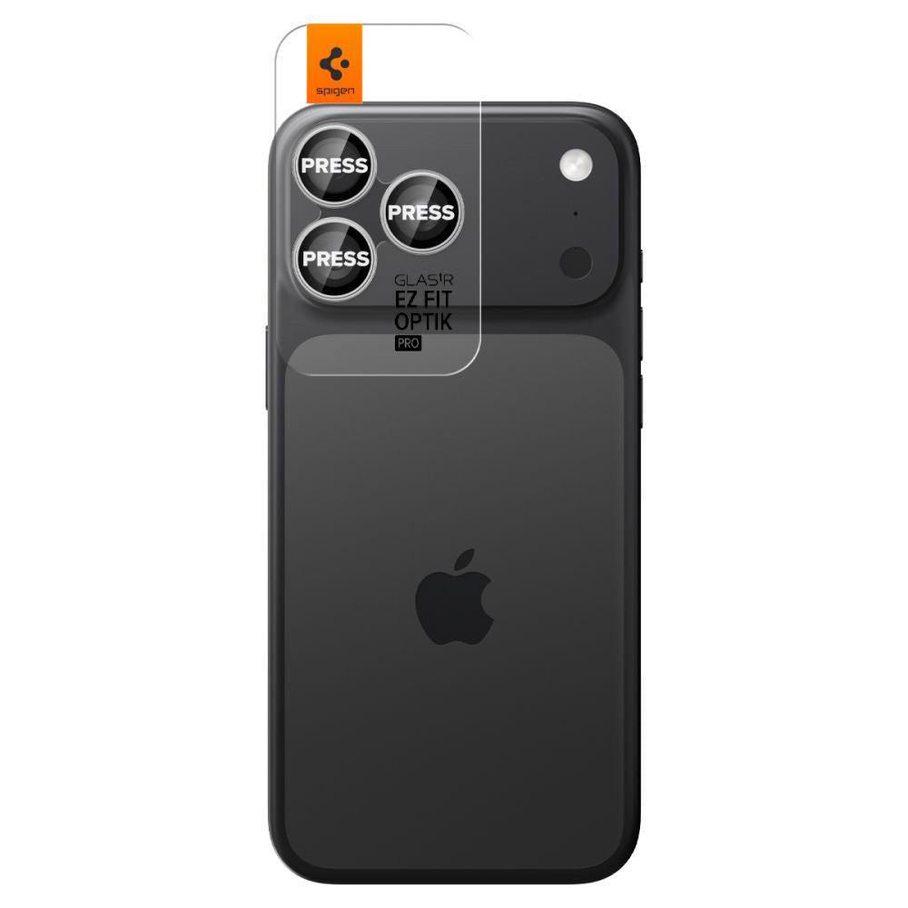 Folie de protectie Camera Spate Spigen GlastR EZ FIT Optik Pro pentru Apple iPhone 17 Pro Max / 17 Pro, Sticla Securizata, Set 2 bucati, Argintie