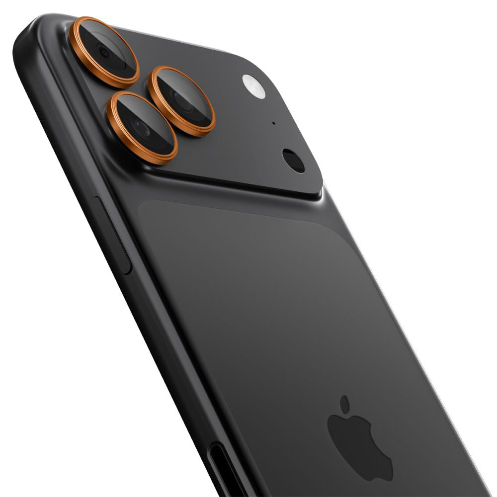 Folie de protectie Camera Spate Spigen GlastR EZ FIT Optik Pro pentru Apple iPhone 17 Pro Max / 17 Pro, Sticla Securizata, Set 2 bucati, Portocalie