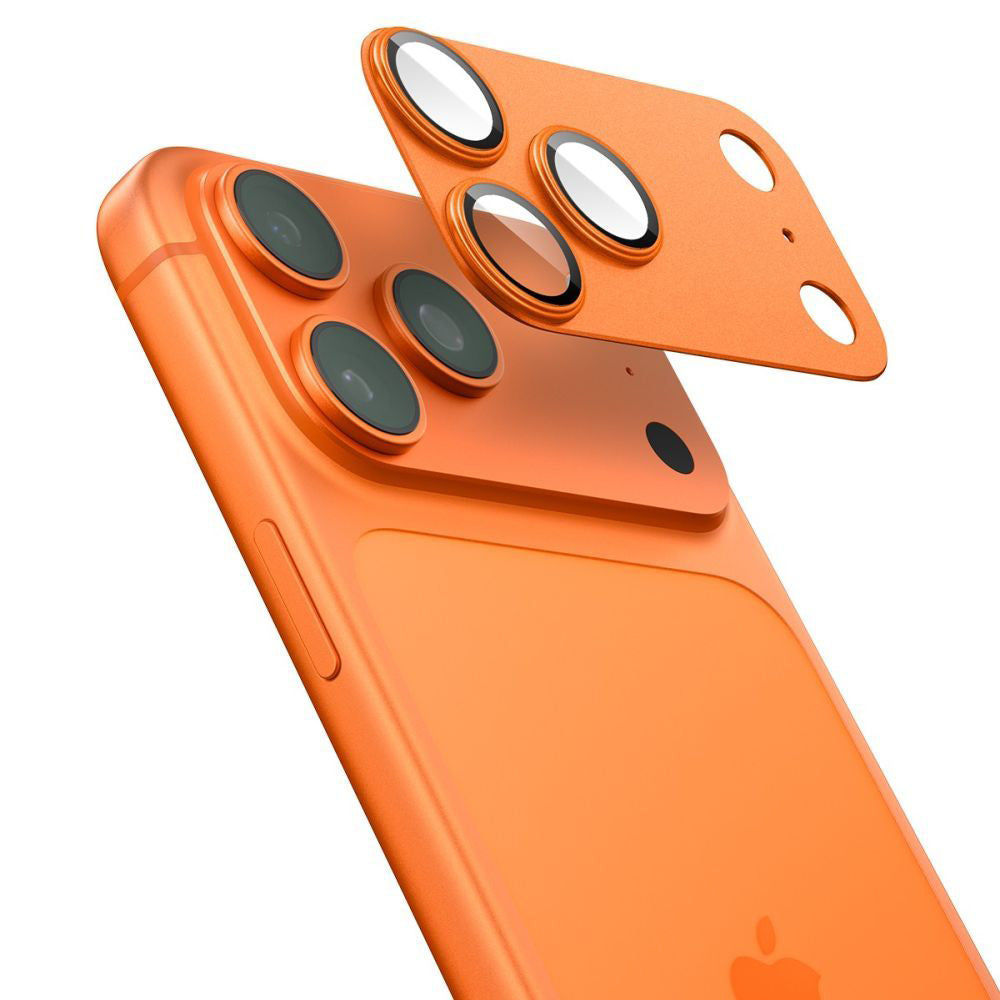 Folie de protectie Camera Spate Spigen GlastR EZ FIT Optik Pro XL pentru Apple iPhone 17 Pro, Sticla Securizata, Portocalie AGL10645
