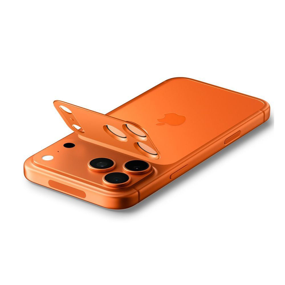 Folie de protectie Camera Spate Spigen GlastR EZ FIT Optik Pro XL pentru Apple iPhone 17 Pro, Sticla Securizata, Portocalie AGL10645