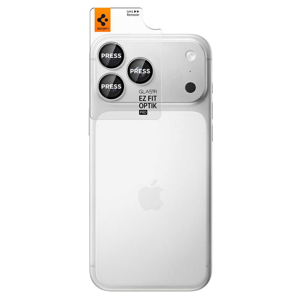 Folie de protectie Camera Spate Spigen GlastR EZ FIT Optik Pro pentru Apple iPhone 18 Pro / 18 Pro Max, Sticla Securizata, Set 2 bucati, Argintie