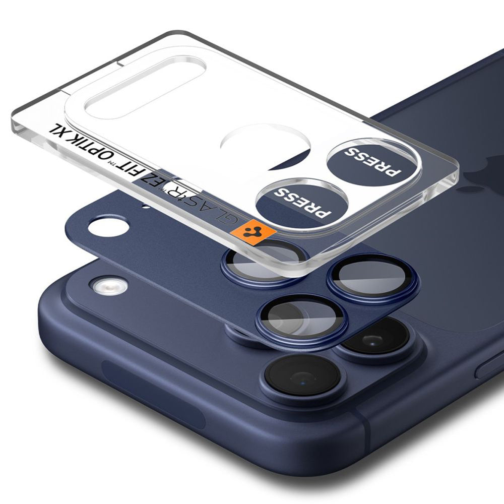 Folie de protectie Camera Spate Spigen GlastR EZ FIT Optik Pro XL pentru Apple iPhone 17 Pro Max, Sticla Securizata, Albastra AGL10651