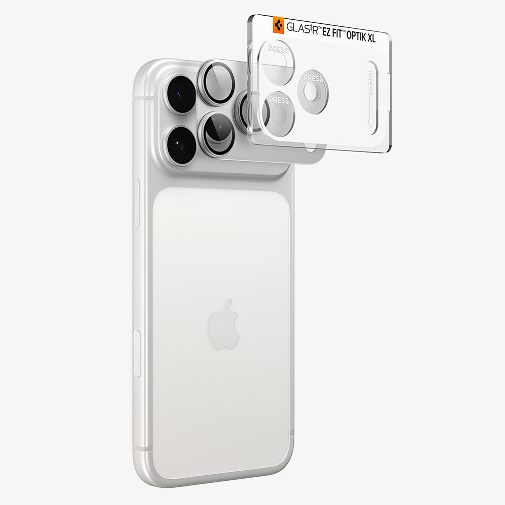 Folie de protectie Camera Spate Spigen GlastR EZ FIT Optik Pro XL pentru Apple iPhone 18 Pro, Sticla Securizata, Argintie AGL12038