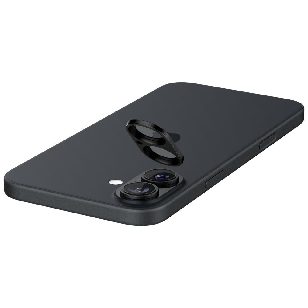 Folie de protectie Camera Spate Spigen GlastR Optik pentru Apple iPhone 16 Plus / 16, Sticla Securizata, Set 2 bucati, Neagra AGL07922