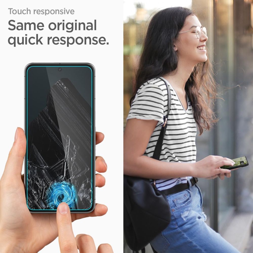 Folie de protectie Ecran Spigen GlastR Align Master pentru Google Pixel 8 Pro, Sticla Securizata, Full Glue, Set 2 bucati